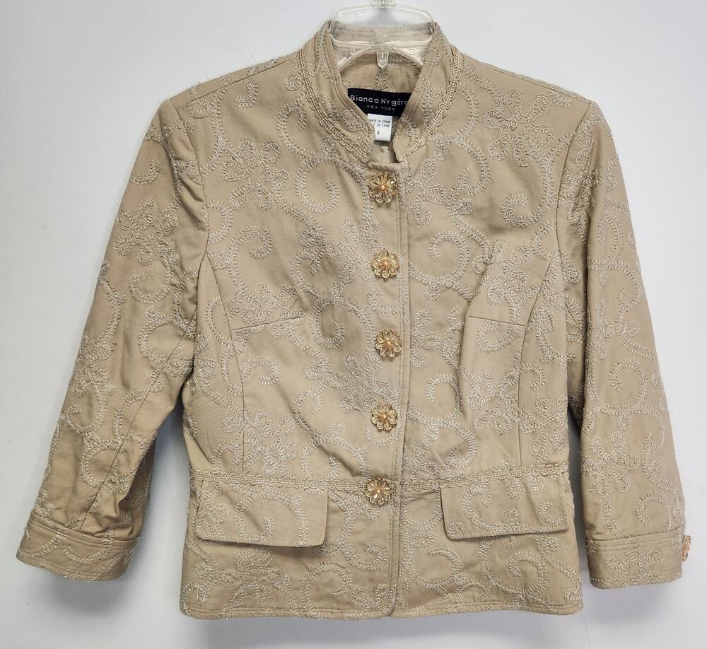 Bianca Nygard Womens Embroidered Floral Jacket-Size 8